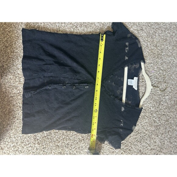 Vintage 90s Express Floral Lace Whimsical Goth Button Up Short Sleeve Sheer S/M - Picture 7 of 9